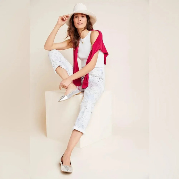 ANTHROPOLOGIE NWOT Wanderer Watercolor Cargo Pants in Neutral Motif - Picture 4 of 13